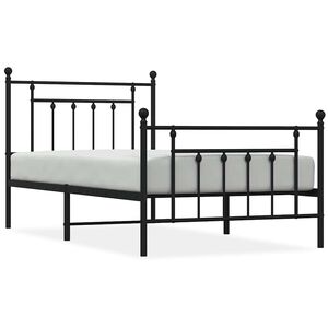 vidaXL Cadre de lit m&eacute;tal sans matelas avec pied de lit noir 100x190cm