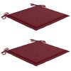 vidaXL Chaises de jardin lot de 2 avec coussins bordeaux Teck massif