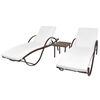 vidaXL Chaises longues lot de 2 avec table r&eacute;sine tress&eacute;e marron