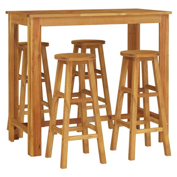 vidaXL Ensemble de bar de jardin 5 pcs bois d'acacia solide