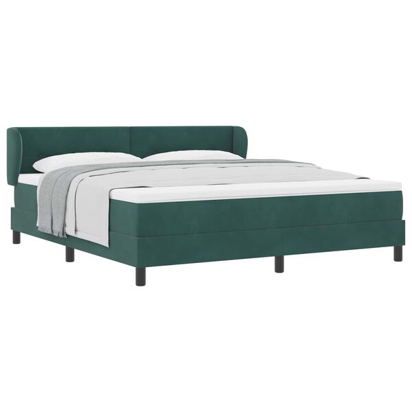 vidaXL Lit &agrave; ressorts avec matelas Vert fonc&eacute; 180 x 200 cm Velours