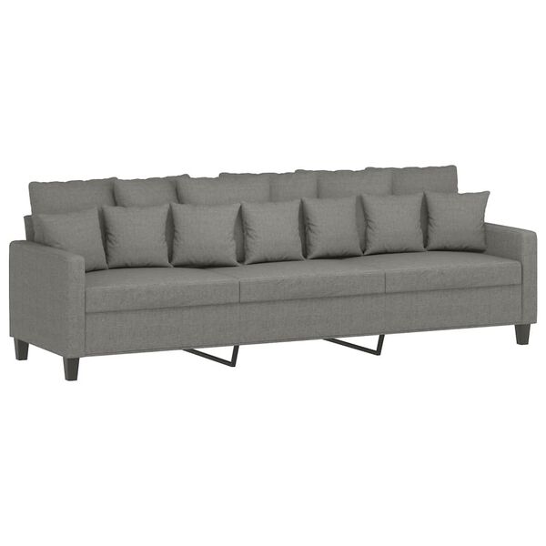 vidaXL Canap&eacute; &agrave; 3 places avec repose-pieds Gris fonc&eacute; 210 cm Tissu