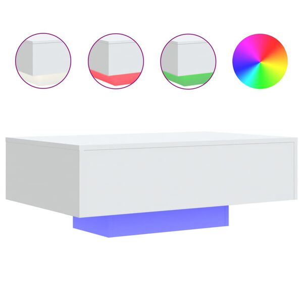 vidaXL Table basse avec lumi&egrave;res LED blanc 85x55x31 cm