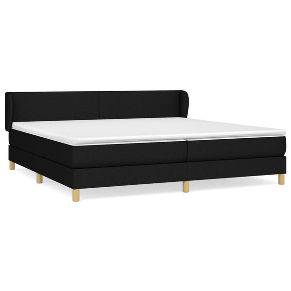 vidaXL Sommier &agrave; lattes de lit avec matelas Noir 200x200 cm Tissu