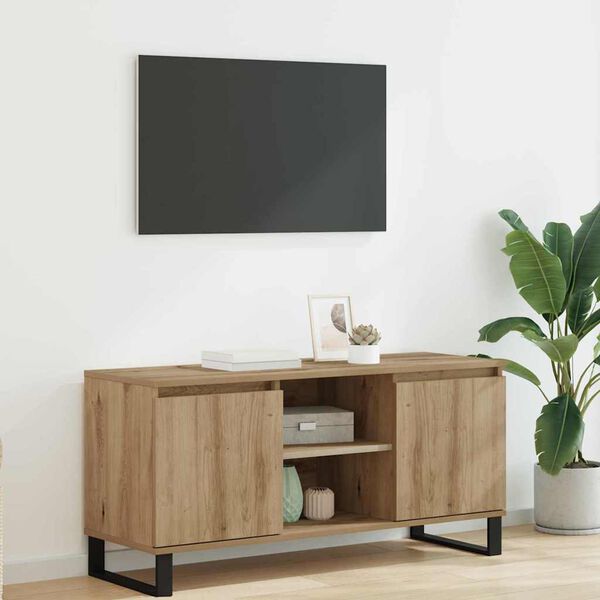 vidaXL Meuble TV Ch&ecirc;ne artisanal 104 x 35 x 50 cm Bois d'ing&eacute;nierie