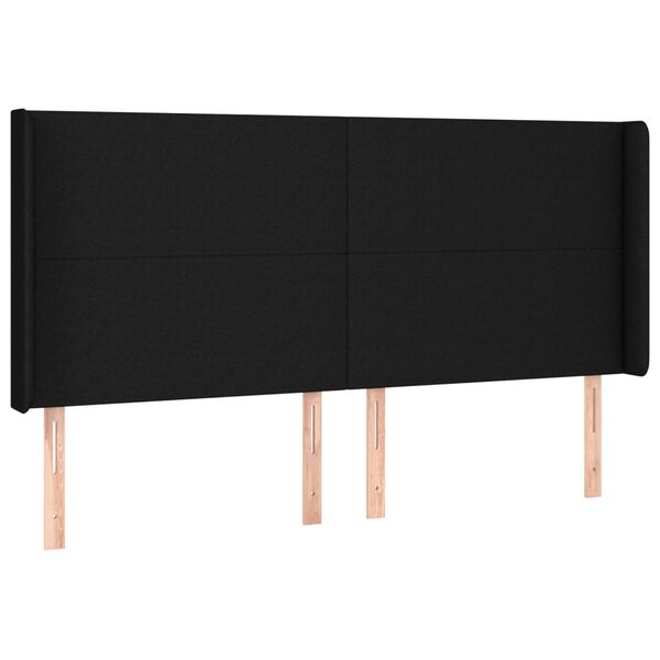 vidaXL T&ecirc;te de lit avec oreilles Noir 163x16x118/128 cm Tissu