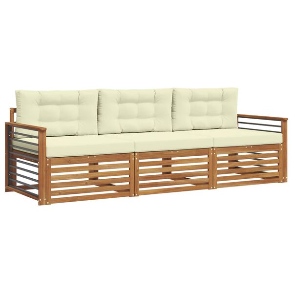 vidaXL Ensemble de canap&eacute;s d'ext&eacute;rieur 3 pcs Naturel et Cr&egrave;me