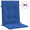 vidaXL Coussins de chaise de jardin &agrave; dossier bas lot de 6 bleu royal