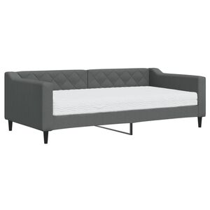 vidaXL Lit de jour avec matelas gris foncé 90x190 cm tissu
