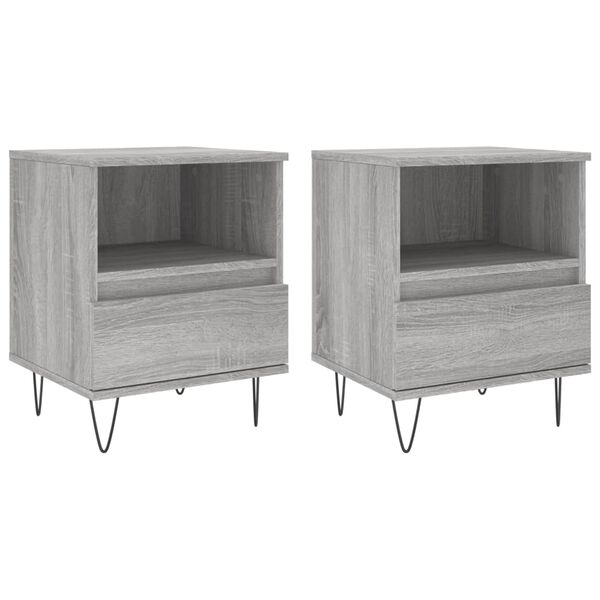 vidaXL Tables de chevet 2 pcs sonoma gris 40x35x50 cm bois ing&eacute;nierie