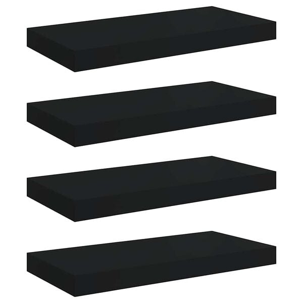 vidaXL &Eacute;tag&egrave;res murales flottantes 4 pcs noir 50x23x3,8 cm MDF