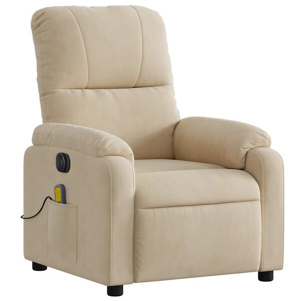 vidaXL Fauteuil inclinable de massage &eacute;lectrique cr&egrave;me