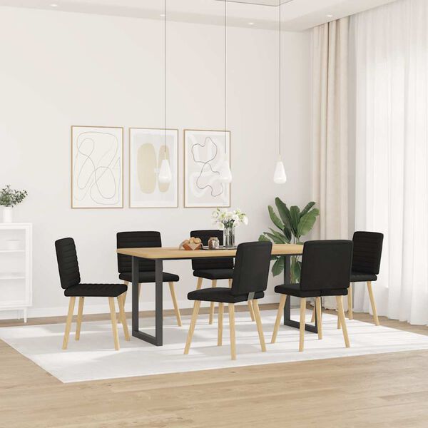 vidaXL Chaises à manger lot de 6 noir tissu