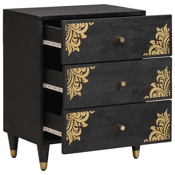 vidaXL Cabinet de chevet Noir 50 x 33 x 62 cm Bois de mangue massif