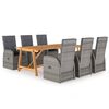 vidaXL Ensemble &agrave; manger de jardin 7 pcs Gris