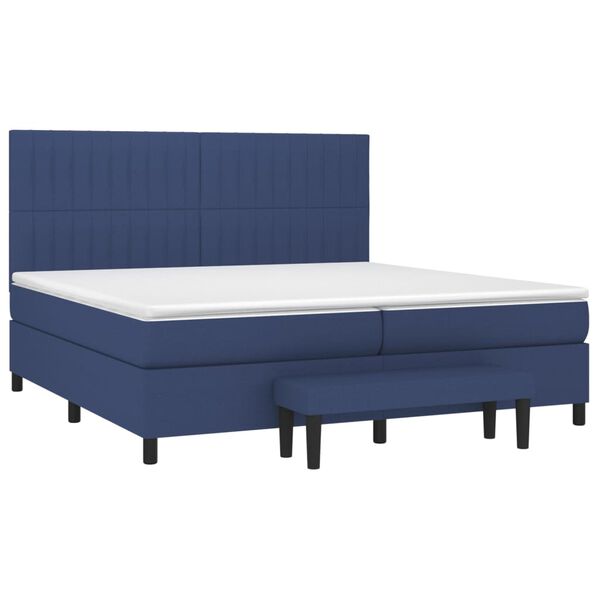 vidaXL Sommier &agrave; lattes de lit avec matelas Bleu 200x200 cm Tissu