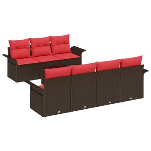 vidaXL Ensemble de canap&eacute; de jardin 8 pcs Beige et Rouge polyrotin