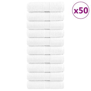 vidaXL Gants de toilette de qualit&eacute; sup&eacute;rieure SOLUND 50 pcs blanc