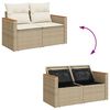 vidaXL Salon de jardin avec coussins 14 pcs beige r&eacute;sine tress&eacute;e