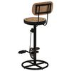 vidaXL Tabouret de bar imprim&eacute; en toile lot de 2 cuir ch&egrave;vre v&eacute;ritable