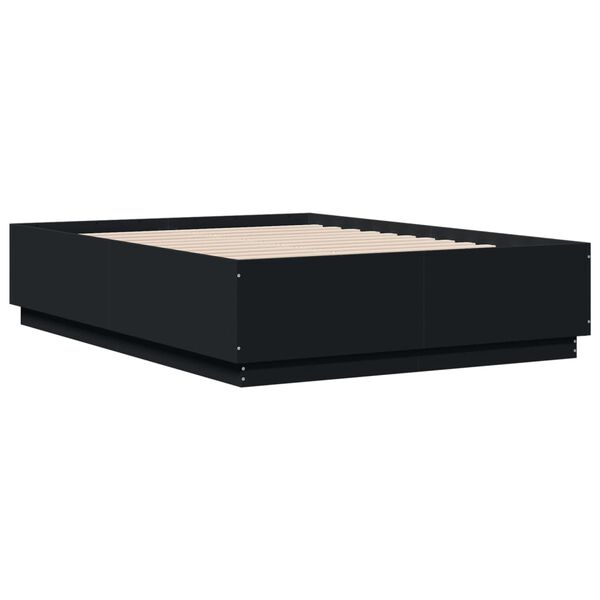 vidaXL Cadre de lit avec LED sans matelas noir 135x190 cm