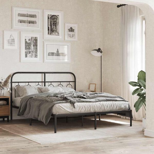 vidaXL T&ecirc;te de lit de remplacement m&eacute;tal noir 150 cm