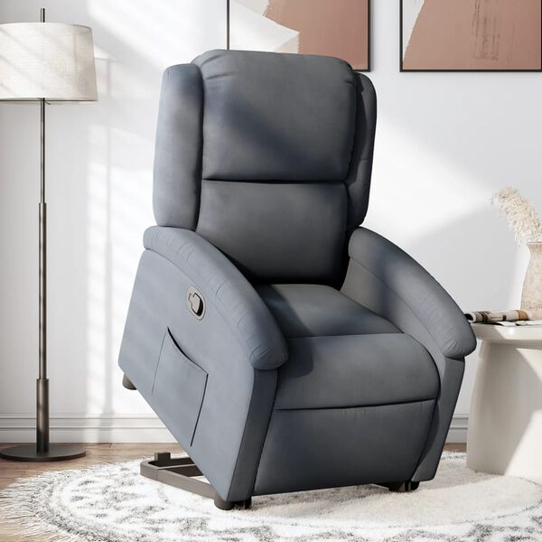vidaXL Fauteuil inclinable Gris fonc&eacute; Velours