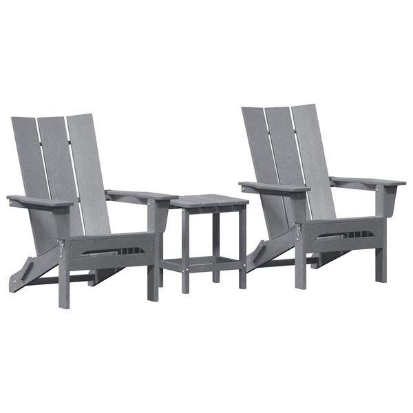 vidaXL Chaise de jardin 3 pcs Gris clair 80.5 x 74.5 x 92 cm