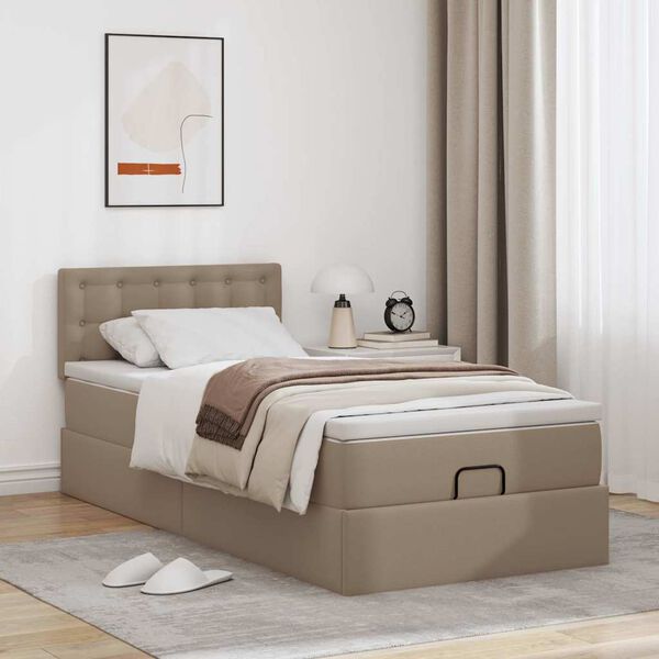 VidaXL Lit ottoman et matelas cappuccino 100x200cm similicuir