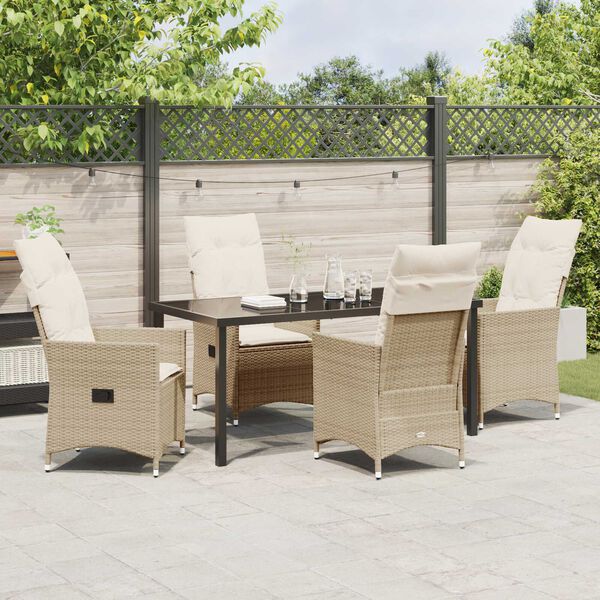 vidaXL Ensemble de salle &agrave; manger pour jardin 5 pcs Beige Poly rotin