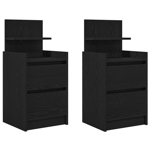 vidaXL Tables de chevet avec 2 tiroirs 2 pcs ch&ecirc;ne noir 38x34x80 cm