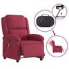 vidaXL Fauteuil inclinable massage électrique rouge bordeaux velours