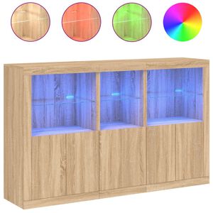 vidaXL Buffet avec lumi&egrave;res LED ch&ecirc;ne sonoma 162x37x100 cm