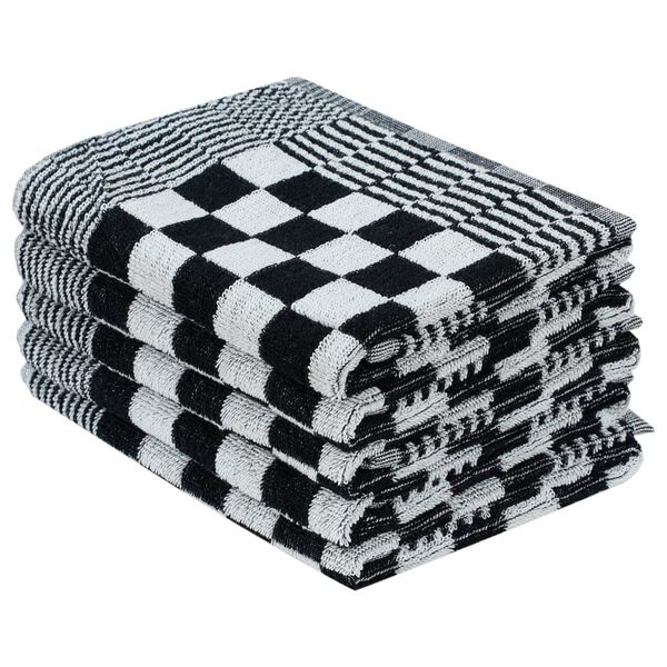 vidaXL Ensemble de serviettes 50 pcs noir et blanc coton