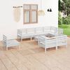 vidaXL Salon de jardin 9 pcs Bois de pin massif Blanc