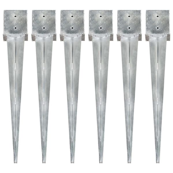 vidaXL Piquets au sol 6 pcs Argenté 14x14x91 cm Acier galvanisé