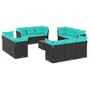vidaXL Salon de jardin avec coussins 13 pcs noir r&eacute;sine tress&eacute;e