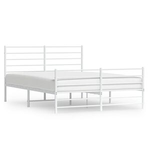 vidaXL Cadre de lit m&eacute;tal sans matelas et pied de lit blanc 120x190 cm
