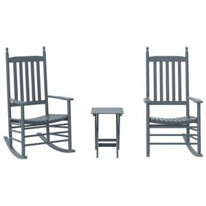 vidaXL Chaises &agrave; bascule lot de 2 table pliable gris massif peuplier