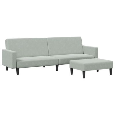 vidaXL Canapé-lit à 2 places avec repose-pied gris clair velours