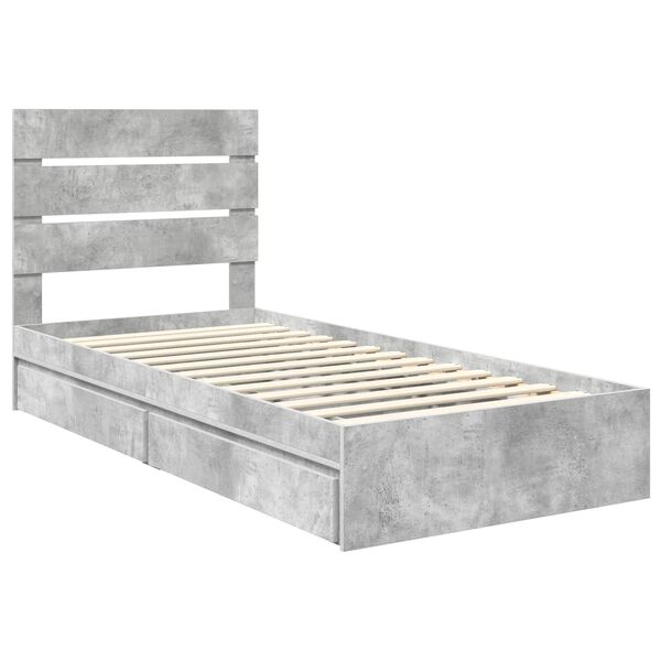 vidaXL Lit de Rangement Gris béton 75 x 190 cm Bois d'ingénierie