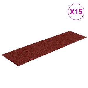 vidaXL Tapis d'escalier autocollants 15 pi&egrave;ces 76 x 20 cm Rouge bordeaux Rectangulaire
