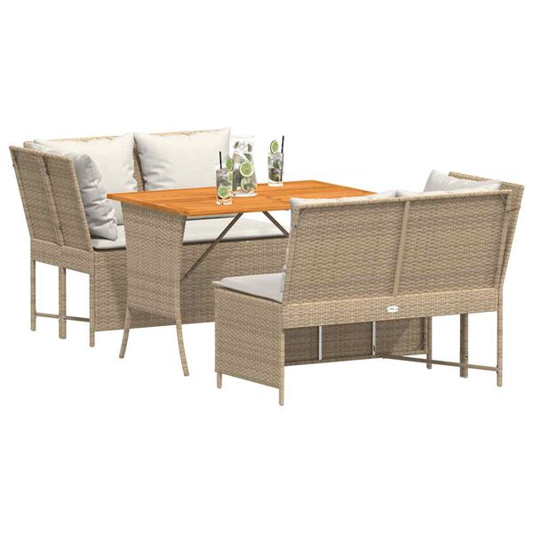 vidaXL Salon de jardin avec coussins 3 pcs beige r&eacute;sine tress&eacute;e