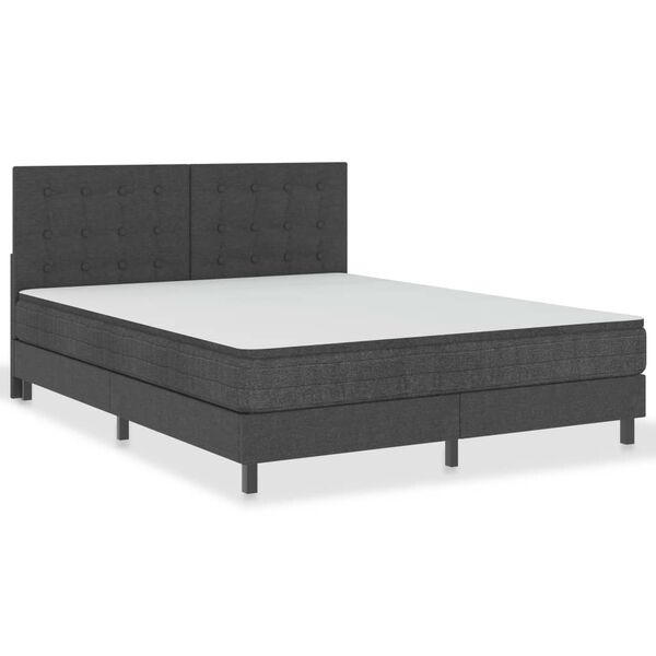 vidaXL Tête de lit touffetée Gris foncé Tissu 160x200 cm