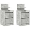 vidaXL Tables de chevet avec 2 tiroirs 2 pcs gris b&eacute;ton 38x34x80 cm