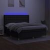 vidaXL Sommier &agrave; lattes de lit matelas et LED Noir 160x200 cm Tissu