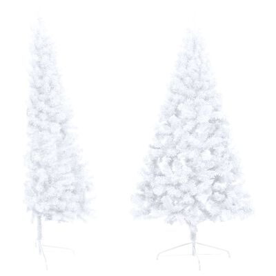 vidaXL Demi-arbre de Noël artificiel pré-éclairé et boules blanc 180cm