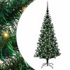vidaXL Sapin de No&euml;l artificiel pr&eacute;-&eacute;clair&eacute; Vert 120 cm PVC et m&eacute;tal