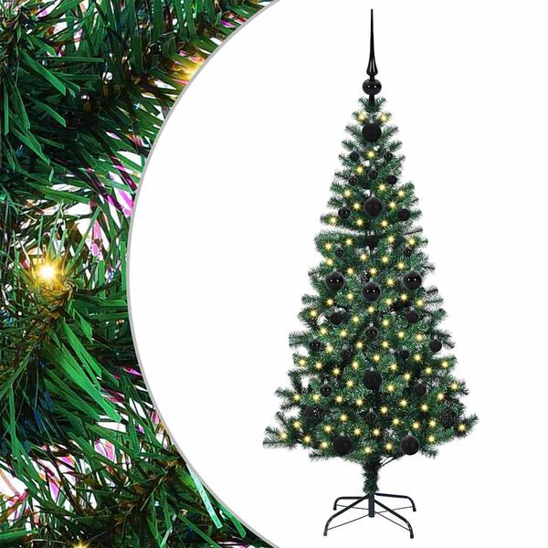vidaXL Sapin de No&euml;l artificiel pr&eacute;-&eacute;clair&eacute; Vert 120 cm PVC et m&eacute;tal