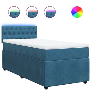 vidaXL Sommier &agrave; lattes de lit avec matelas bleu 80x200 cm velours